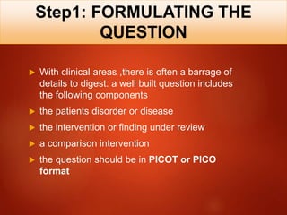 Ebp Question evidence based practice, EBP | PPTX