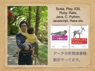 データ分析関連書籍 
翻訳やってます。
Scala, Play, iOS, 
Ruby, Rails,"
Java, C, Python,"
Javascript, Haxe etc.
 