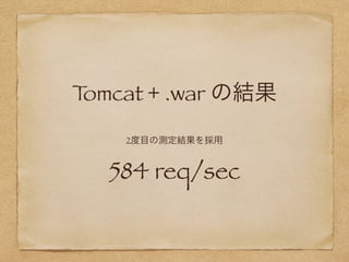 2度目の測定結果を採用
584 req/sec
Tomcat + .war の結果
 