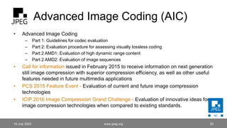 An overview of recent and ongoing JPEG standardisation activities | PPTX