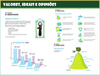 valores, ideais e opiniões
 