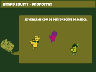 Brand Equity - Propostas
Advergame com os personagens da marca.
 