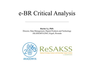 e-BR Critical Analysis
Racine Ly, PhD.
Director, Data Management, Digital Products and Technology
AKADEMIYA2063, Kigali, Rwanda
 