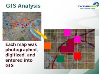 GIS Analysis




Each map was
photographed,
digitized, and
entered into
GIS
 