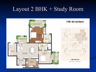 Layout 2 BHK + Study Room 