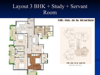 Layout 3 BHK + Study + Servant Room 