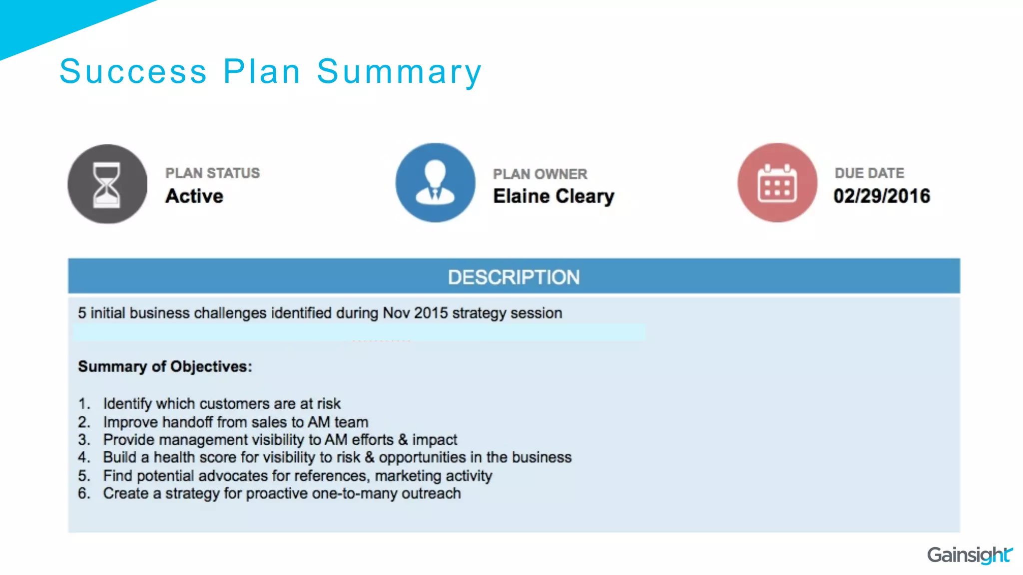 Success Plan Summary
 
