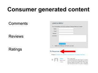 Consumer generated content

Comments


Reviews


Ratings
 