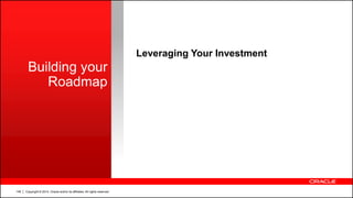 Copyright © 2014, Oracle and/or its affiliates. All rights reserved.146
Building your
Roadmap
Leveraging Your Investment
 