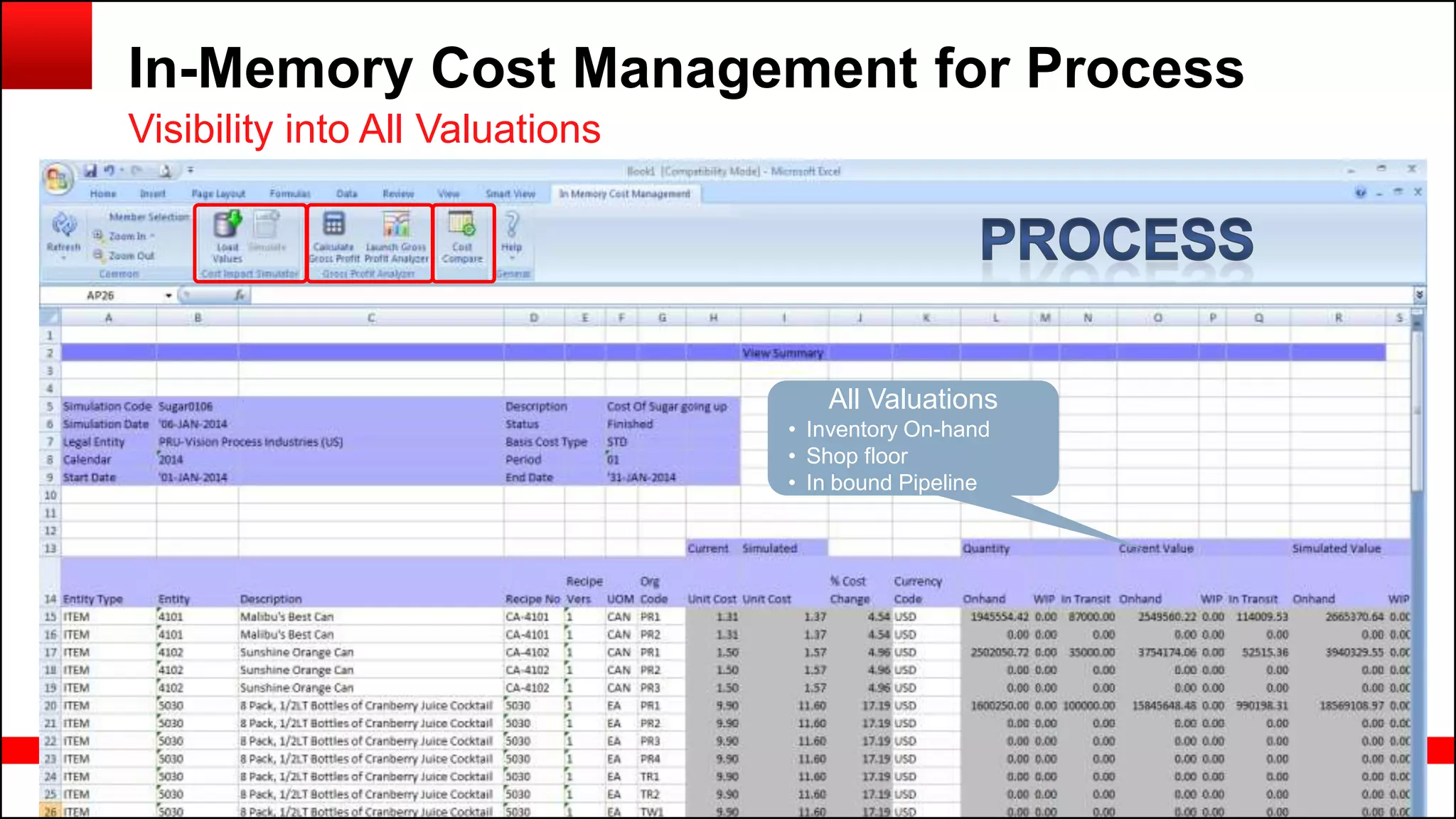 Copyright © 2014, Oracle and/or its affiliates. All rights reserved.79
In-Memory Cost Management for Process
Visibility into All Valuations
All Valuations
• Inventory On-hand
• Shop floor
• In bound Pipeline
 