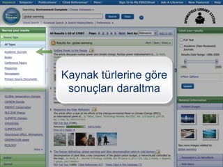 Kaynak türlerine göre
 sonuçları daraltma
 