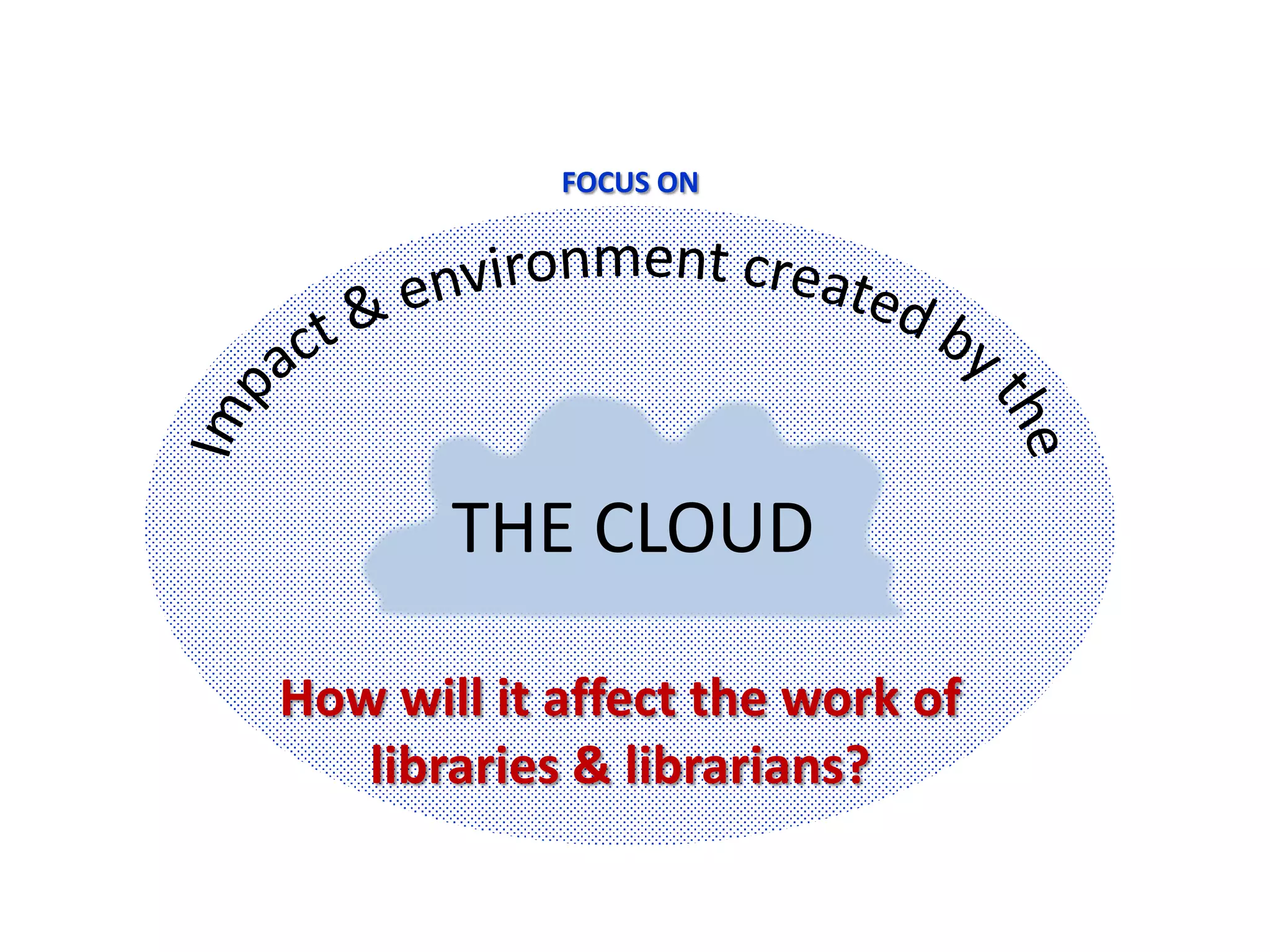 THE CLOUD
FOCUS ON
How will it affect the work of
libraries & librarians?
 
