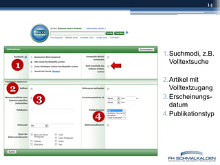 Einfache Suche14Suchmodi, z.B. VolltextsucheArtikel mit VolltextzugangErscheinungs-datumPublikationstyp1234