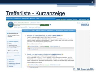 Trefferliste - Kurzanzeige15
