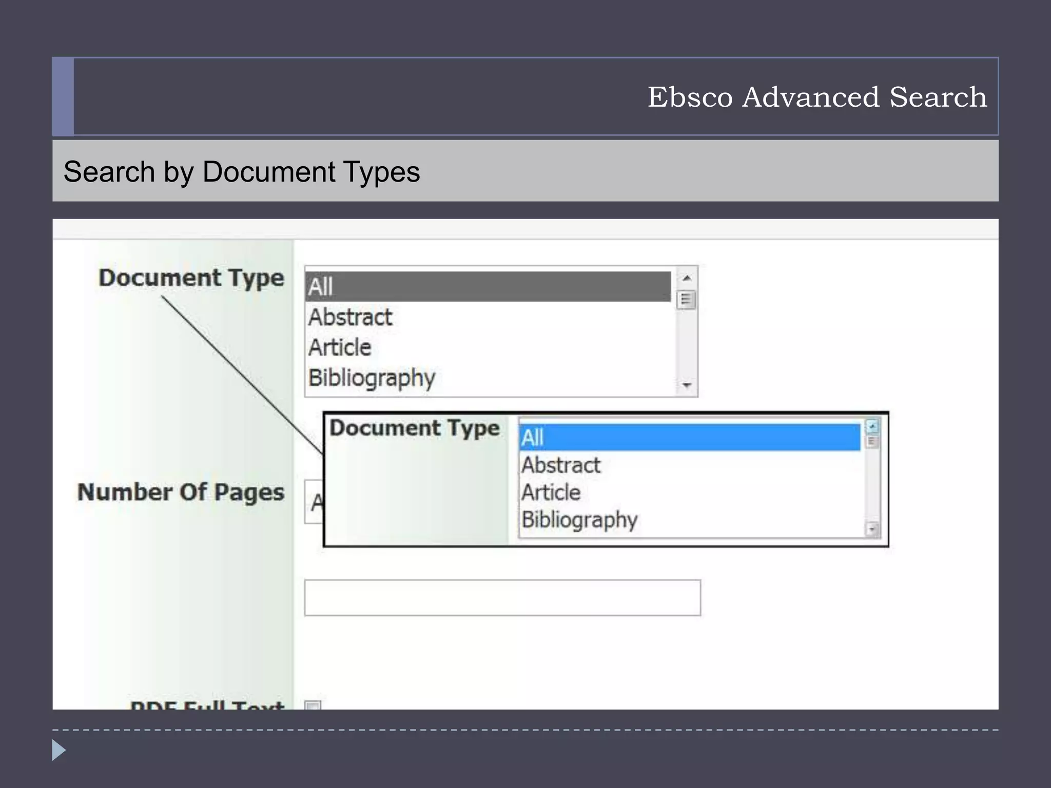 Ebsco Advanced Search

Search by Document Types
 