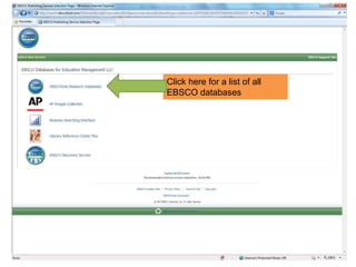 Click here for a list of all
EBSCO databases
 