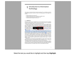 Select the text you would like to highlight and then tap Highlight.
 