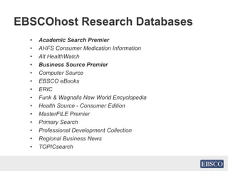 EBSCO : Basic User Guide | PPTX