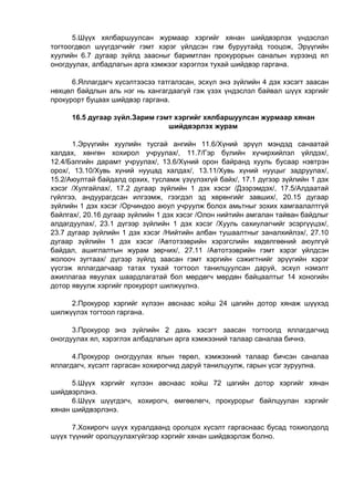 5.Шүүх хялбаршуулсан журмаар хэргийг хянан шийдвэрлэх үндэслэл
тогтоогдвол шүүгдэгчийг гэмт хэрэг үйлдсэн гэм буруутайд тооцож, Эрүүгийн
хуулийн 6.7 дугаар зүйлд заасныг баримтлан прокурорын саналын хүрээнд ял
оногдуулах, албадлагын арга хэмжээг хэрэглэх тухай шийдвэр гаргана.
6.Яллагдагч хүсэлтээсээ татгалзсан, эсхүл энэ зүйлийн 4 дэх хэсэгт заасан
нөхцөл байдлын аль нэг нь хангагдаагүй гэж үзэх үндэслэл байвал шүүх хэргийг
прокурорт буцаах шийдвэр гаргана.
16.5 дугаар зүйл.Зарим гэмт хэргийг хялбаршуулсан журмаар хянан
шийдвэрлэх журам
1.Эрүүгийн хуулийн тусгай ангийн 11.6/Хүний эрүүл мэндэд санаатай
халдах, хөнгөн хохирол учруулах/, 11.7/Гэр бүлийн хүчирхийлэл үйлдэх/,
12.4/Бэлгийн дарамт учруулах/, 13.6/Хүний орон байранд хууль бусаар нэвтрэн
орох/, 13.10/Хувь хүний нууцад халдах/, 13.11/Хувь хүний нууцыг задруулах/,
15.2/Аюултай байдалд орхих, тусламж үзүүлэхгүй байх/, 17.1 дүгээр зүйлийн 1 дэх
хэсэг /Хулгайлах/, 17.2 дугаар зүйлийн 1 дэх хэсэг /Дээрэмдэх/, 17.5/Алдаатай
гүйлгээ, андуурагдсан илгээмж, гээгдэл эд хөрөнгийг завших/, 20.15 дугаар
зүйлийн 1 дэх хэсэг /Орчиндоо аюул учруулж болох амьтныг зохих хамгаалалтгүй
байлгах/, 20.16 дугаар зүйлийн 1 дэх хэсэг /Олон нийтийн амгалан тайван байдлыг
алдагдуулах/, 23.1 дүгээр зүйлийн 1 дэх хэсэг /Хууль сахиулагчийг эсэргүүцэх/,
23.7 дугаар зүйлийн 1 дэх хэсэг /Нийтийн албан тушаалтныг заналхийлэх/, 27.10
дугаар зүйлийн 1 дэх хэсэг /Автотээврийн хэрэгслийн хөдөлгөөний аюулгүй
байдал, ашиглалтын журам зөрчих/, 27.11 /Автотээврийн гэмт хэрэг үйлдсэн
жолооч зугтаах/ дүгээр зүйлд заасан гэмт хэргийн сэжигтнийг эрүүгийн хэрэг
үүсгэж яллагдагчаар татах тухай тогтоол танилцуулсан даруй, эсхүл нэмэлт
ажиллагаа явуулах шаардлагатай бол мөрдөгч мөрдөн байцаалтыг 14 хоногийн
дотор явуулж хэргийг прокурорт шилжүүлнэ.
2.Прокурор хэргийг хүлээн авснаас хойш 24 цагийн дотор хянаж шүүхэд
шилжүүлэх тогтоол гаргана.
3.Прокурор энэ зүйлийн 2 дахь хэсэгт заасан тогтоолд яллагдагчид
оногдуулах ял, хэрэглэх албадлагын арга хэмжээний талаар саналаа бичнэ.
4.Прокурор оногдуулах ялын төрөл, хэмжээний талаар бичсэн саналаа
яллагдагч, хүсэлт гаргасан хохирогчид даруй танилцуулж, гарын үсэг зуруулна.
5.Шүүх хэргийг хүлээн авснаас хойш 72 цагийн дотор хэргийг хянан
шийдвэрлэнэ.
6.Шүүх шүүгдэгч, хохирогч, өмгөөлөгч, прокурорыг байлцуулан хэргийг
хянан шийдвэрлэнэ.
7.Хохирогч шүүх хуралдаанд оролцох хүсэлт гаргаснаас бусад тохиолдолд
шүүх түүнийг оролцуулахгүйгээр хэргийг хянан шийдвэрлэж болно.
 