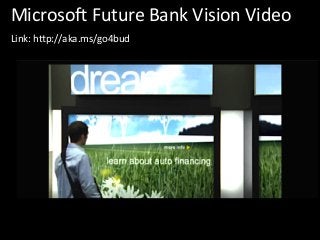 Microso'	
  Future	
  Bank	
  Vision	
  Video	
  	
  	
  	
  	
  	
  	
  	
  
Link:	
  h6p://aka.ms/go4bud	
  	
  	
  
 