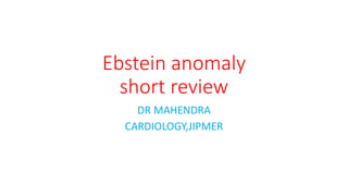 Ebstein anomaly
short review
DR MAHENDRA
CARDIOLOGY,JIPMER
 