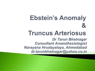 Dr Tarun Bhatnagar
     Consultant Anaesthesiologist
Narayana Hrudayalaya, Ahmedabad
   dr.tarunbhatnagar@yahoo.co.in
 