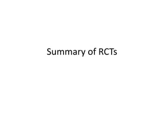 Summary of RCTs
 
