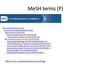 MeSH terms (P)
Other terms: intraventricular, haemorrhage
 