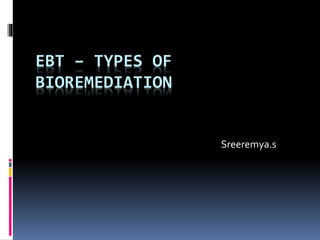 EBT – TYPES OF
BIOREMEDIATION
Sreeremya.s
 