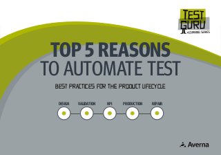 BEsT PRaCtIcEs fOr tHe PRoDuCt LIfEcYcLe
TOP 5 REASONS
TO AUTOMATE TEST
DESIGN VALIDATION NPI PRODUCTION REPAIR
 