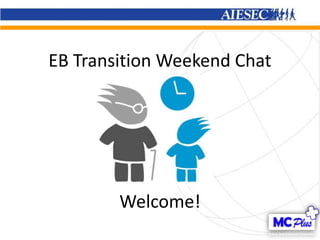 EB Transition Weekend Chat




        Welcome!
 