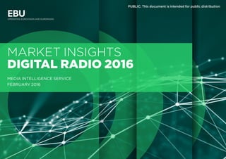 MARKET INSIGHTS
DIGITAL RADIO 2016
MEDIA INTELLIGENCE SERVICE
FEBRUARY 2016
PUBLIC: This document is intended for public distribution
 