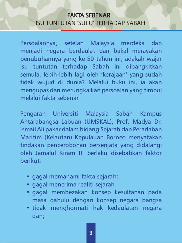 Fakta Sebenar Isu Tuntutan Sulu Terhadap Sabah
