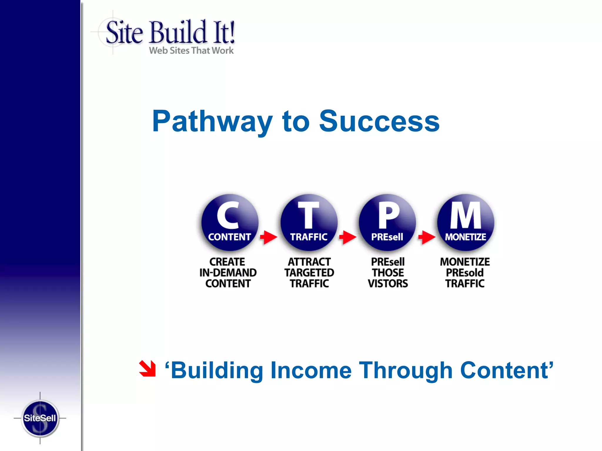 Pathway to Success
                                 1.1
                          CTPM




 ‘Building Income Through Content’
 