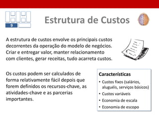 Fases de Canais:
Divulgação
Como podemos aumentar o conhecimento
(saber que existimos) sobre a nossa
empresa, produtos e serviços?
Avaliação
Como podemos ajudar os clientes a avaliar a
nossa Proposta de Valor?
Compra
Como podemos permitir que os clientes
comprem produtos e serviços específicos?
Entrega
Como é que vamos entregar o a Proposição
de Valor aos clientes?
Pós-Vendas
Como é que oferecemos um apoio pós-
venda a nossos clientes?
Canais3
 