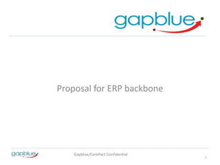 1
Proposal for ERP backbone
Gapblue/CarePact Confidential
 