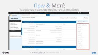 WWW.OSYS.GR• • 3o e-Business World •
Πριν & Μετά
Παράδειγμα καρτέλας προϊόντος με συνδέσεις
 