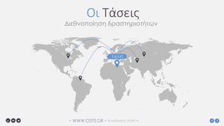 WWW.OSYS.GR• • 3o e-Business World •
Export
Οι Τάσεις
Διεθνοποίηση δραστηριοτήτων
 
