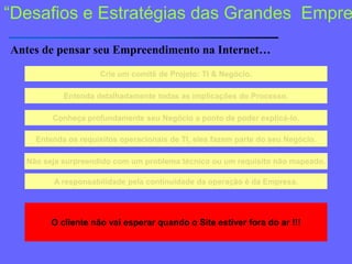 Atração de NegóciosPlano EstratégicoEmpreendimento associado Gestão independente e sintonizada (CEO) Investimentos e Retorno (P&L) Recursos Humanos especializados  Suporte de Tecnologia Vital 