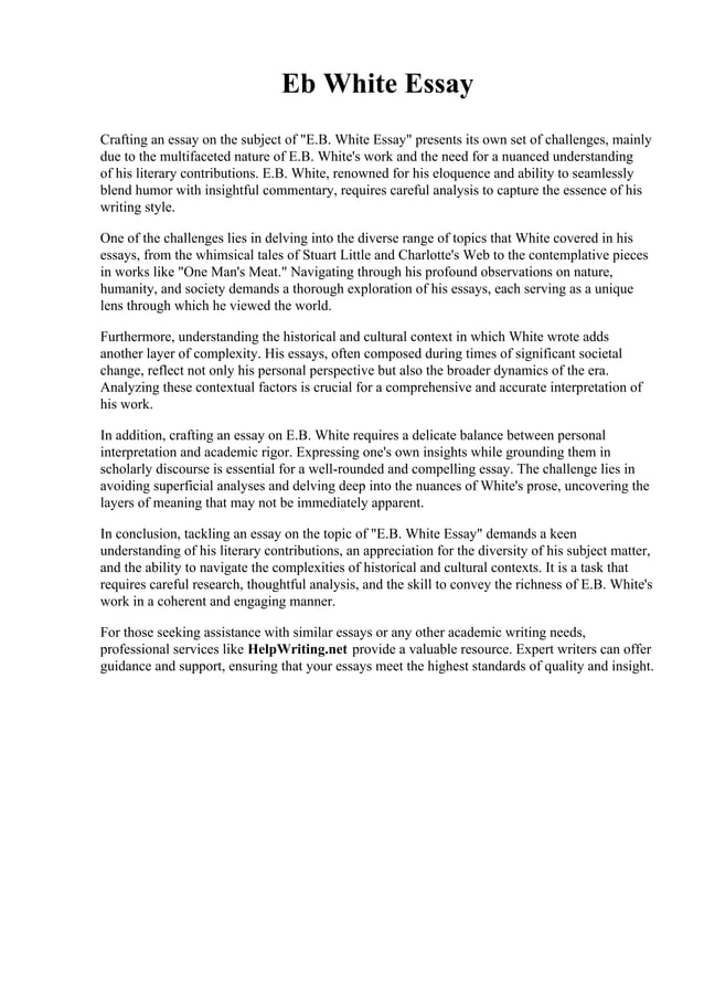 Eb White Essay pdf Eb white essay pdf