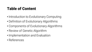 Evolutionary Computing Technology - Genetic Algorithm | PDF