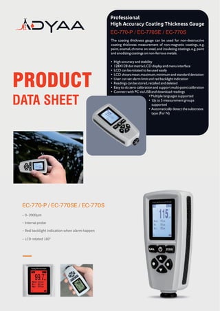 EC770P Pen-Style Coating Thickness Meter Datasheet in Australia | PDF