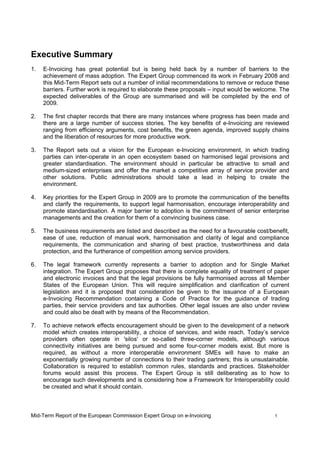 EC Mid Term Report Expert Group E Invoicing Jan09