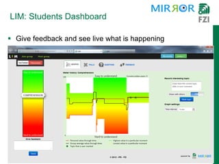  Give feedback and see live what is happening
LIM: Students Dashboard
 