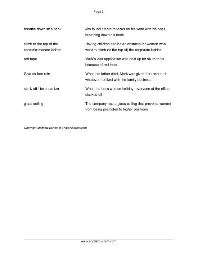 Ec Work Idioms Intermediate Advanced