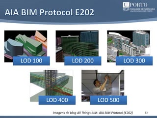 13
LOD 100 LOD 200 LOD 300
LOD 400 LOD 500
Imagens do blog All Things BIM: AIA BIM Protocol (E202)
 