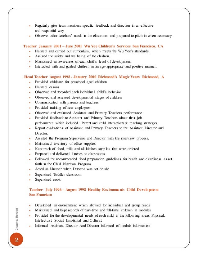 Resume Childcare