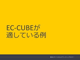 EC-CUBEが
適している例
独自ECサイト立ち上げワンストップセミナー
 
