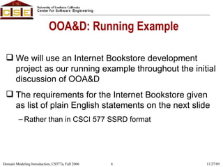 Object-Oriented Analysis & Design (OOAD) Domain Modeling Introduction | PPT
