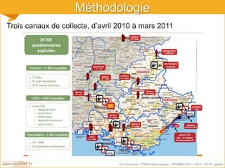 Var Tourisme – PSAD-Observatoire - JPS/BB/CG/IV - 1214 - EC10 - global
Méthodologie
Trois canaux de collecte, d’avril 2010 à mars 2011
 